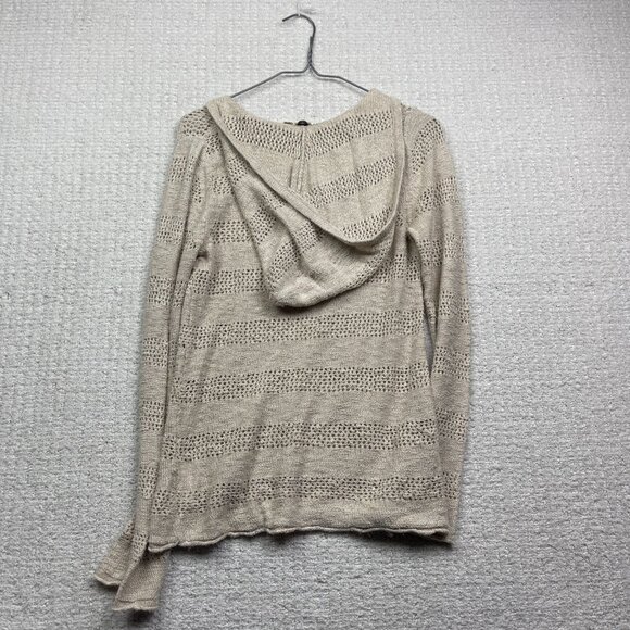 Roxy Hoodie Sweater Women M Cream V-neck Crochet Knit Boho Beach Surf Y2K - Picture 12 of 15